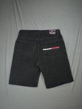 Vintage Y2K Tommy Hilfiger Black Denim Jean Shorts Mens 34 Skater Street Jorts